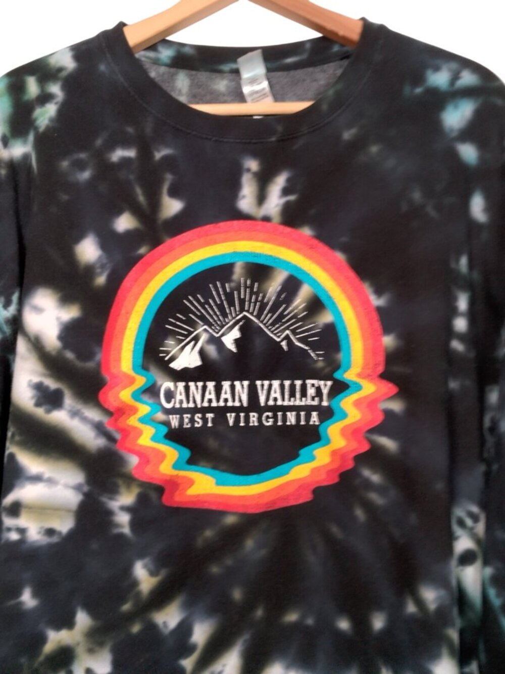 Canaan Valley West Virginia Sweatshirt XL Tie Dye Rainbow WV Mountains Nature - Picture 2 of 10